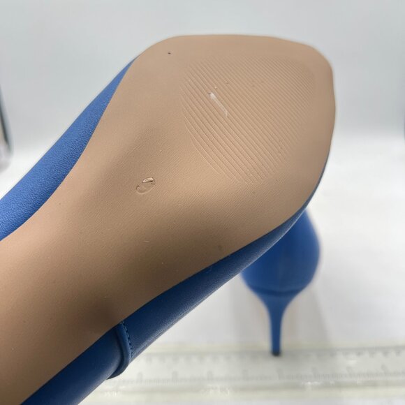 Blue Dressy Kitten Heel Ankle Boots Pointed Toe Booties Shoes with Zips - Picture 5 of 7